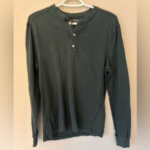 Jcrew Long-Sleeve Henley in Dark Green